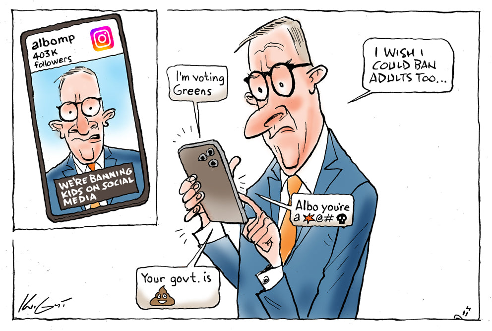 Ban Kids On Social Media Australian Political Cartoon Knight Cartoons ban-kids-on-social-media-australian-political-cartoon-knight-cartoons
