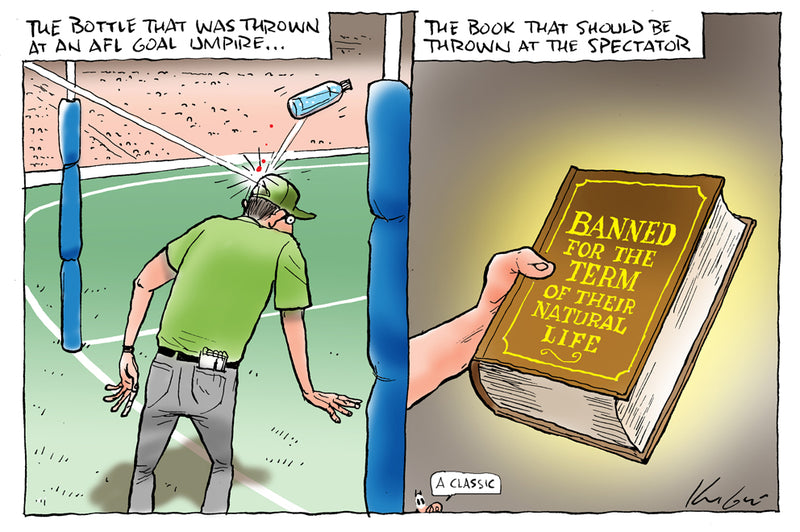 Bottle thrown at AFL umpire | Sports Cartoon