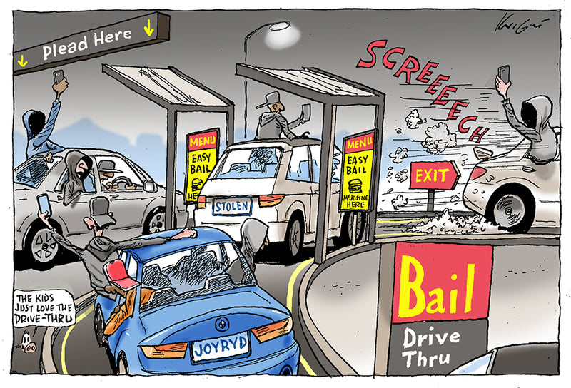 Drive thru bail | Major Event Cartoon