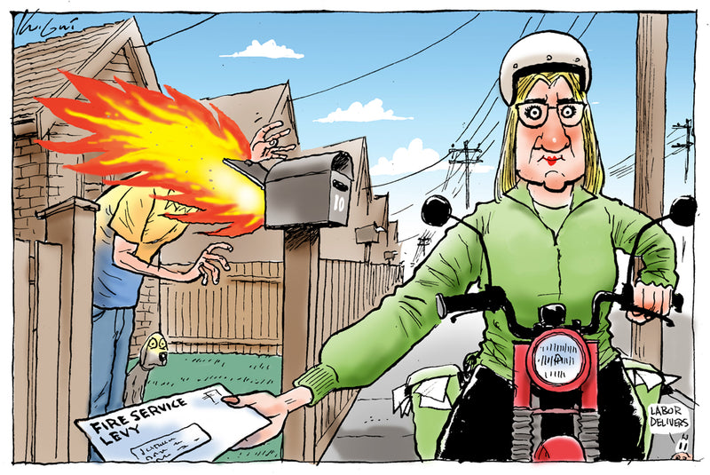 Fire Levy arrives | Australian Political Cartoon