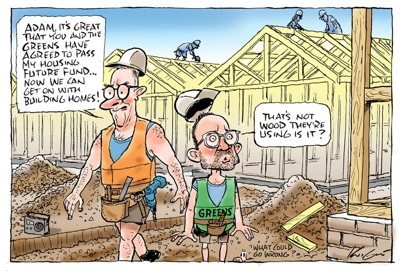 Let's get on with building homes! | Australian Political Cartoon