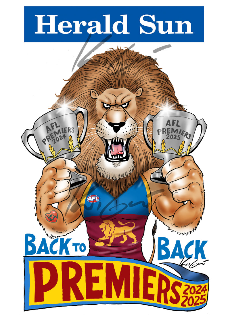 Hand Signed Brisbane Lions Premiership Poster 2025