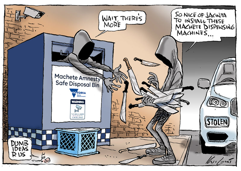 Melbourne's Machete Bins | Australian Political Cartoon