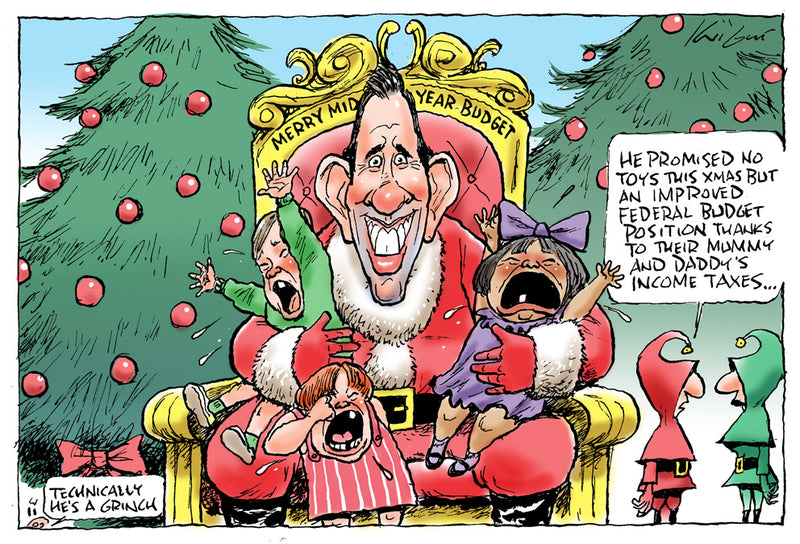 Merry Mid Year Budget | Australian Political Cartoon