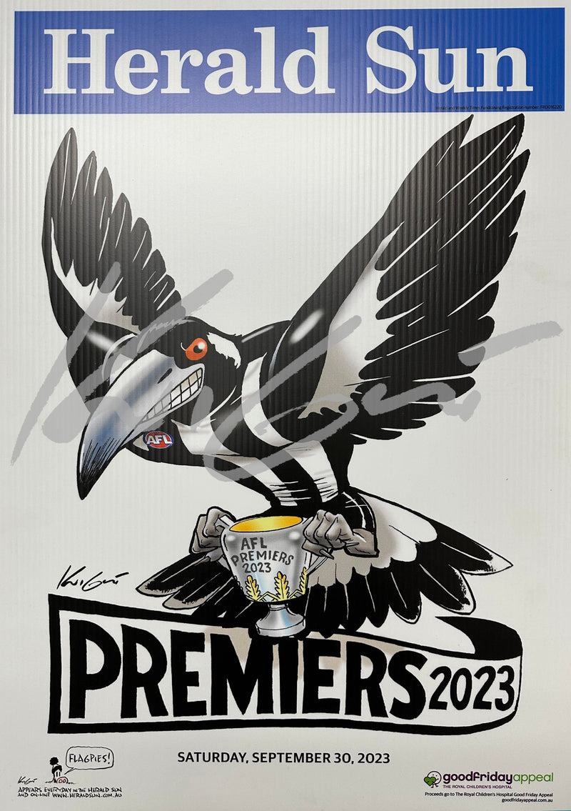 Hand Signed Collingwood Magpies Premiership Poster 2023