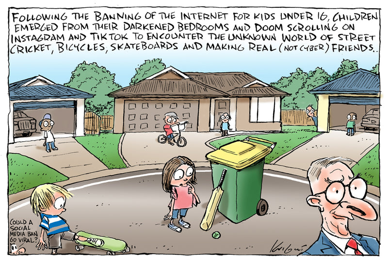 Social Media kids ban | Australian Political Cartoon – Knight Cartoons