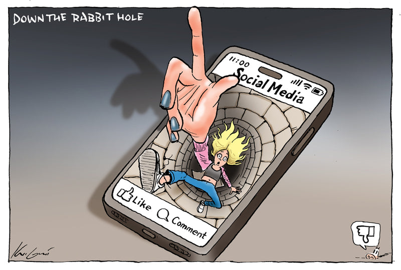 Social media rabbit hole | Major Event Cartoon