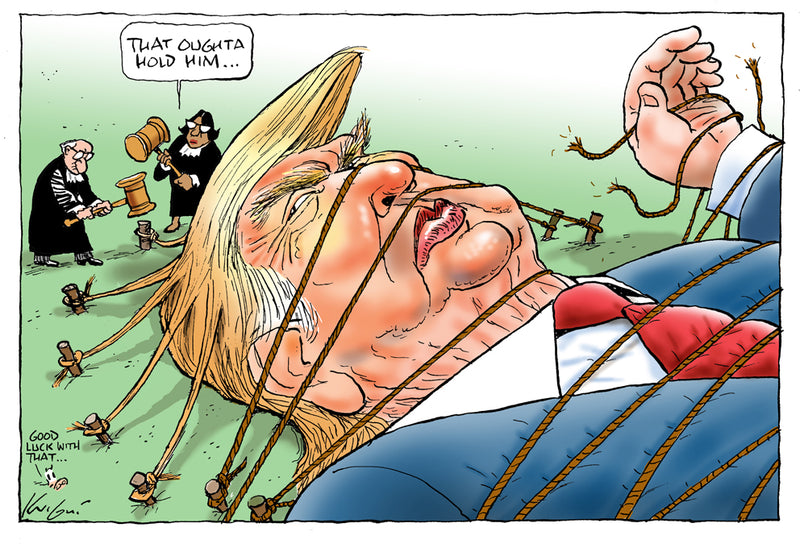 That oughta hold him | International Political Cartoon