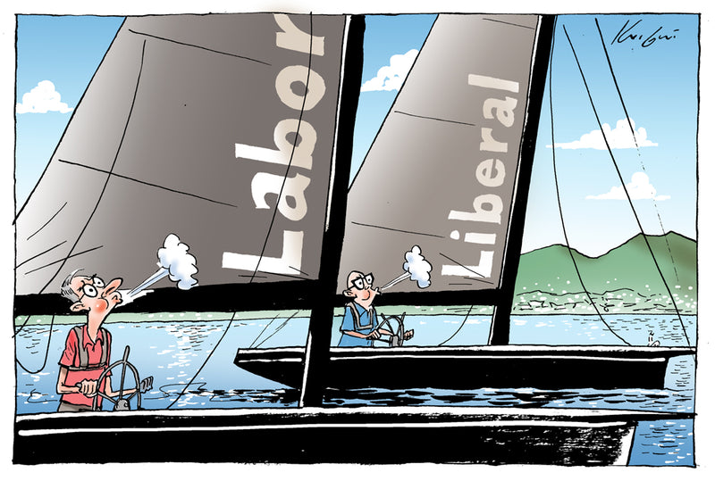 The Political Boat Race | Australian Political Cartoon