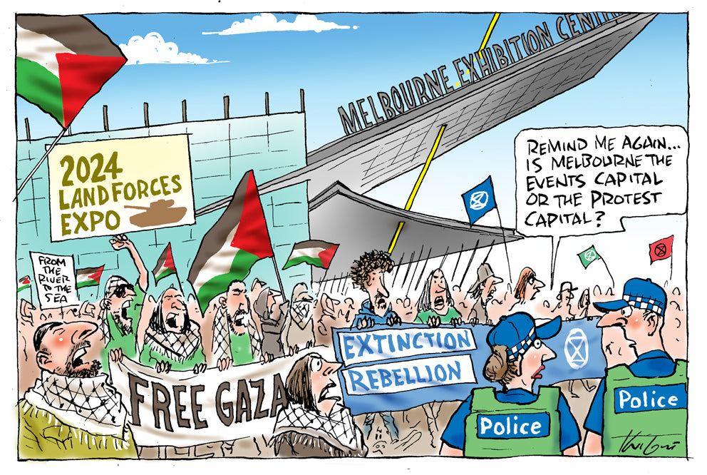Cartoon Protesting The protest capital | Australian Political Cartoon – Knight Cartoons