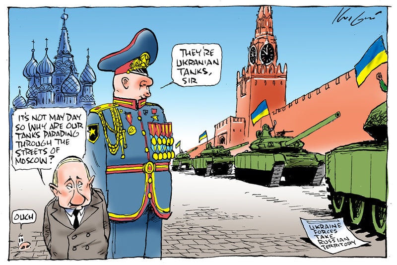 Ukrainian takes Russian territory | International Political Cartoon