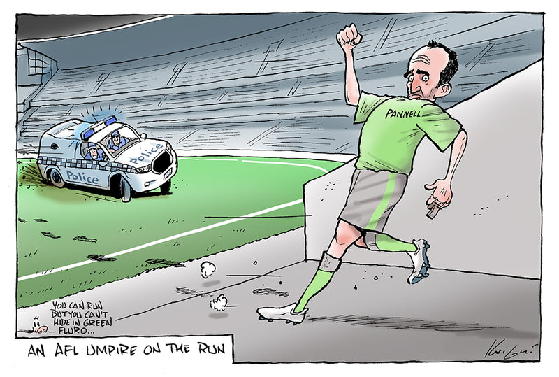 Umpire on the run | Sports Cartoon