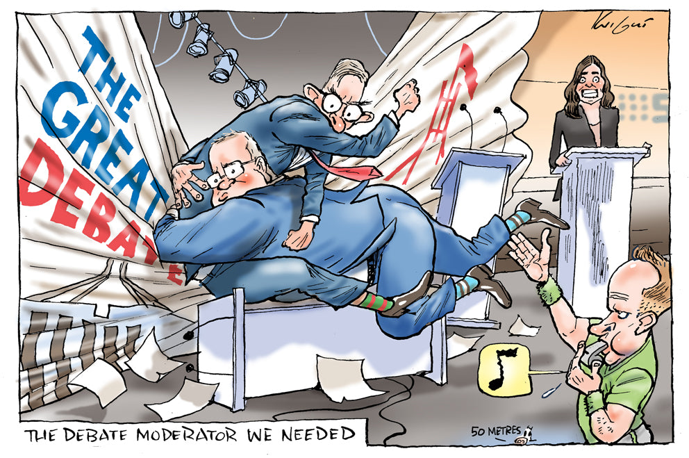 Moderation File Cartoon Umpire to moderate debates | Australian Political Cartoon – Knight Cartoons
