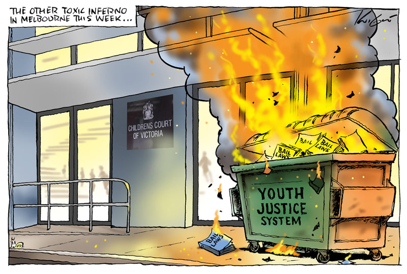 Youth Justice Dumpster Fire | Australian Political Cartoon