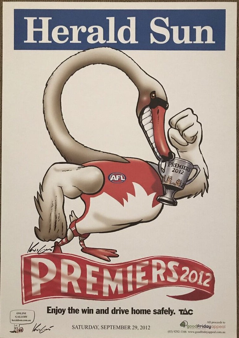 Hand Signed 2012 Sydney Swans Premiership Poster