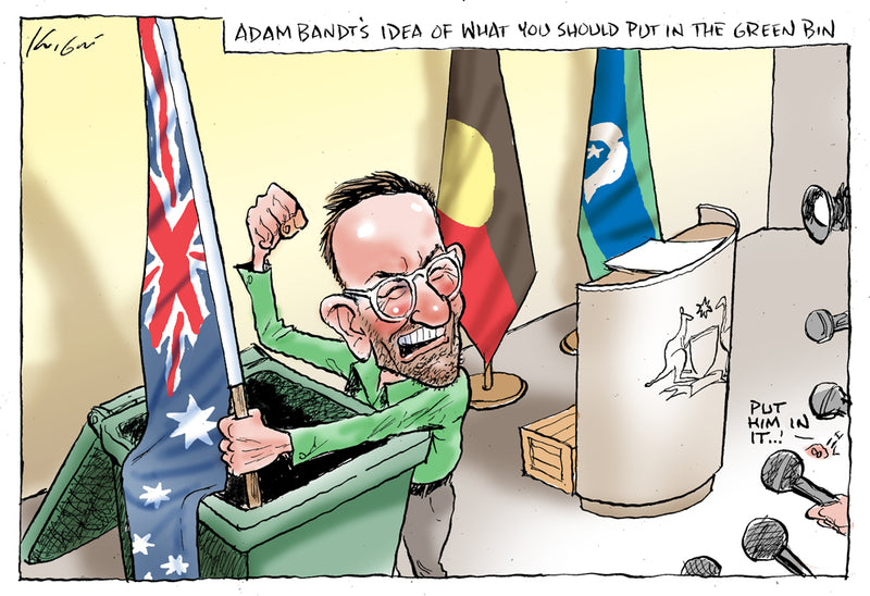 Adam Bandt's war on the Aussie flag | Australian Political Cartoon