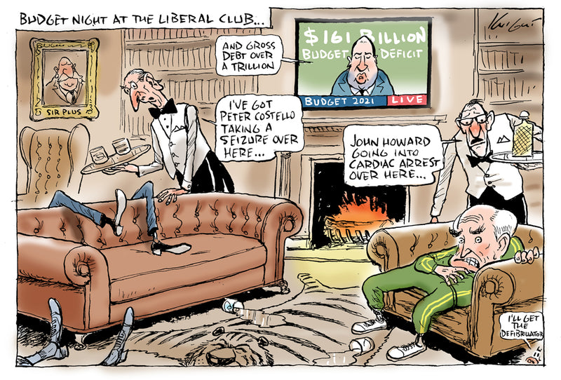 Budget Night at the Liberal Club | Australian Political Cartoon