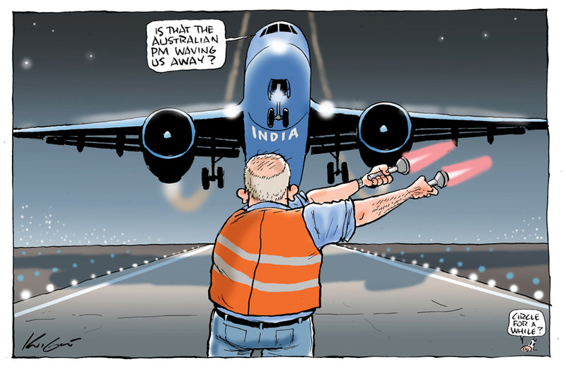 Flight from India Cancelled by Scomo | Australian Political Cartoon