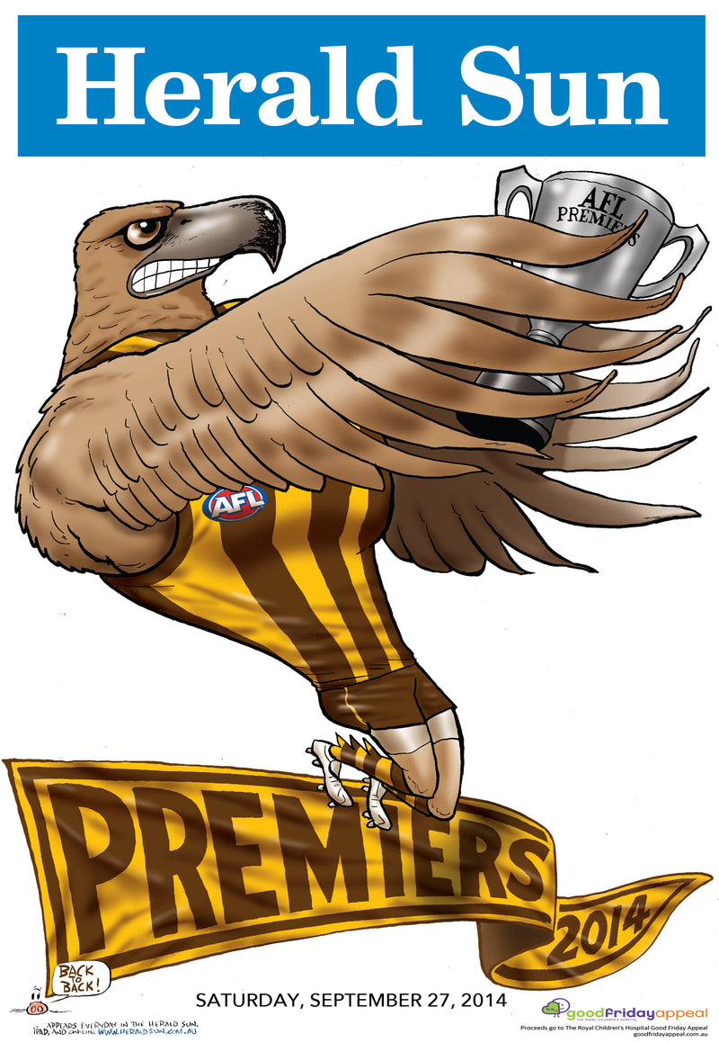 Hawks 2014 AFL Winning Poster  | Sports Cartoon