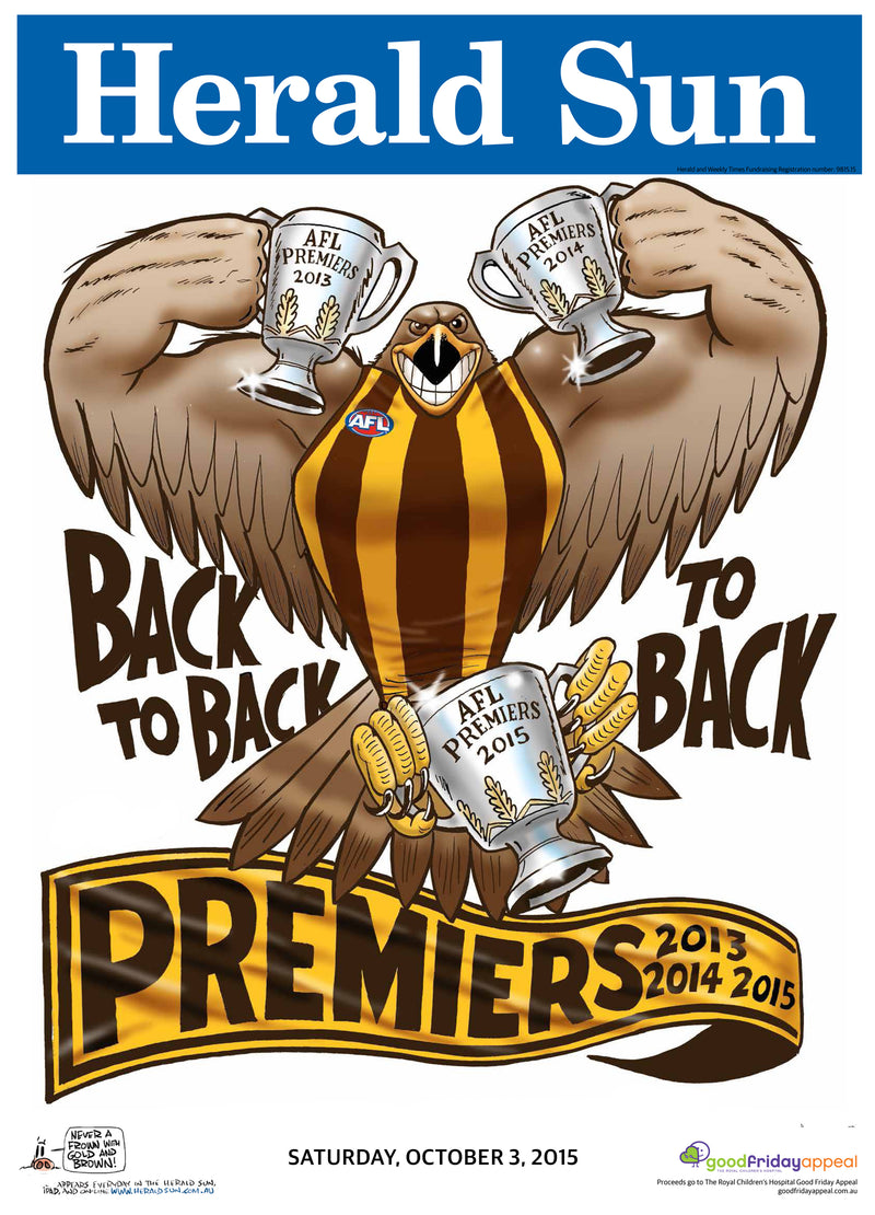 Hawks 2015 AFL Winning Poster  | Sports Cartoon