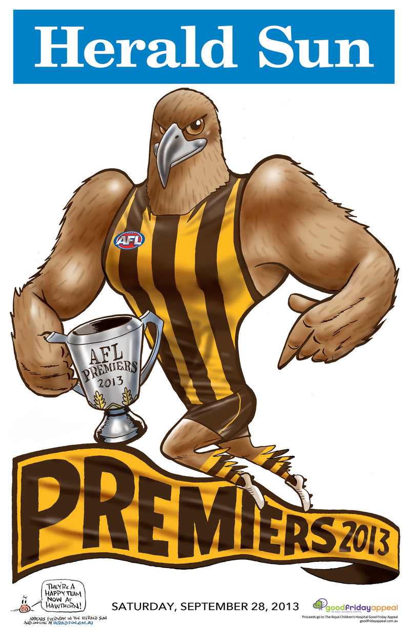 Hawks 2013 AFL Winning Poster  | Sports Cartoon