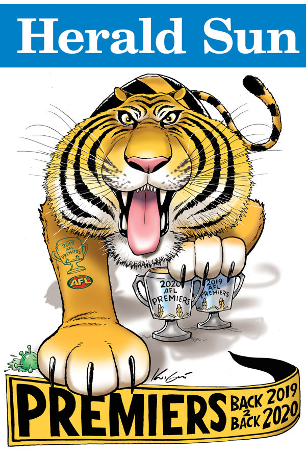 Hand Signed 2020 Richmond Tigers Premiership Poster