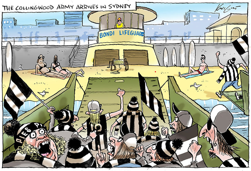 Collingwood Army arrives in Sydney | Sports Cartoon