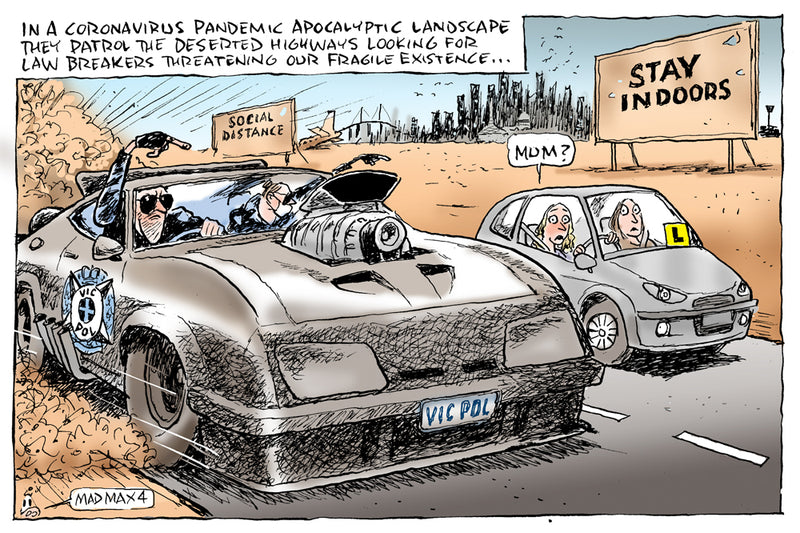 Mad Max Covid Landscape | Australian Political Cartoon