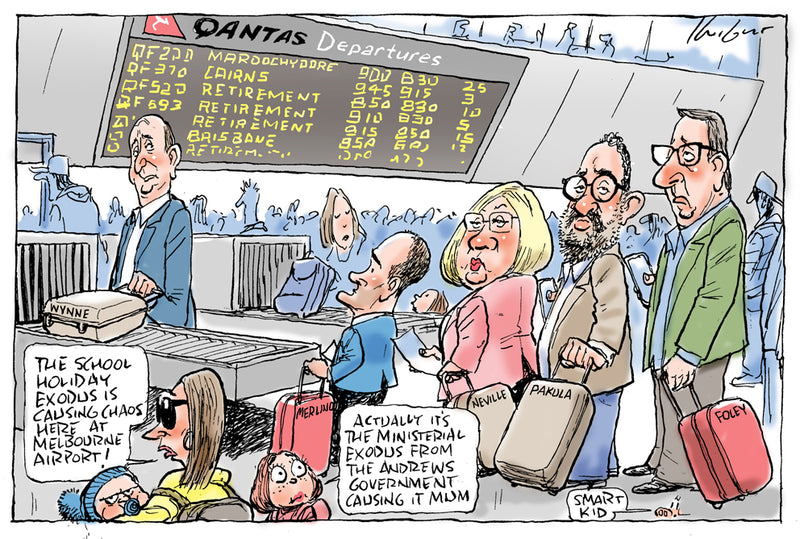 Melbourne Airport exodus | Australian Political Cartoon