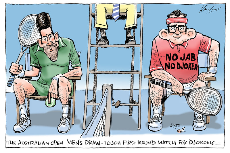 Aus Open Djokovic Verses Dan | Australian Political Cartoon
