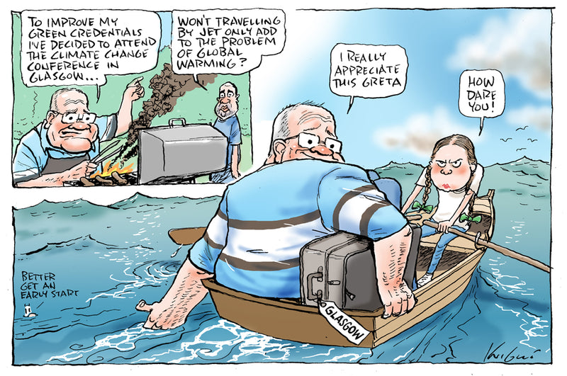 ScoMo off to Glasgow 2021 | Australian Political Cartoon