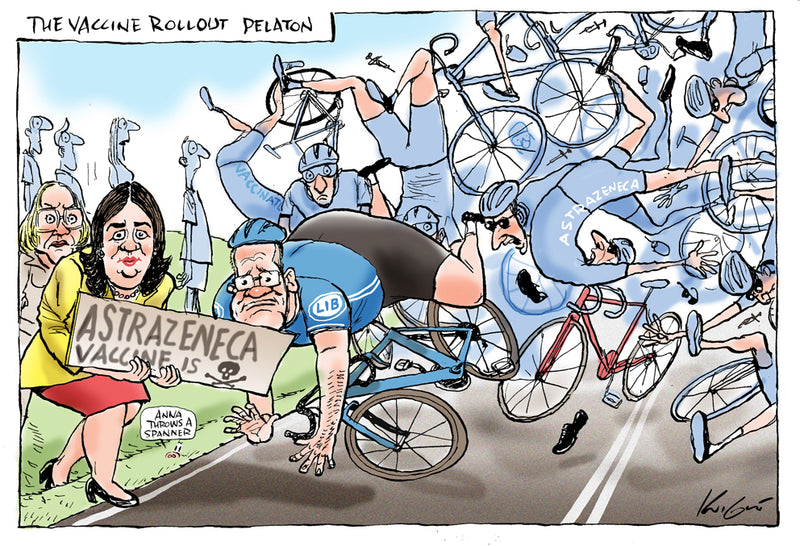 The Vaccine Rollout Peloton Hits | Australian Political Cartoon