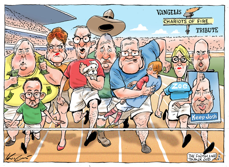 The election finish line | Australian Political Cartoon