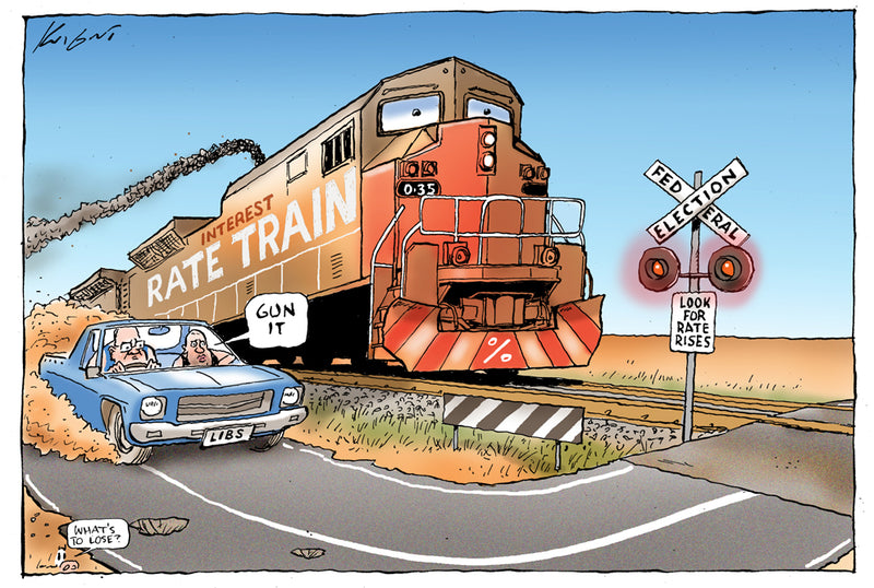 There's a rate train comin' | Australian Political Cartoon