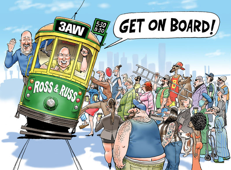 3AW's Breakfast Hosts Ross and Russ | Celebrity Cartoon