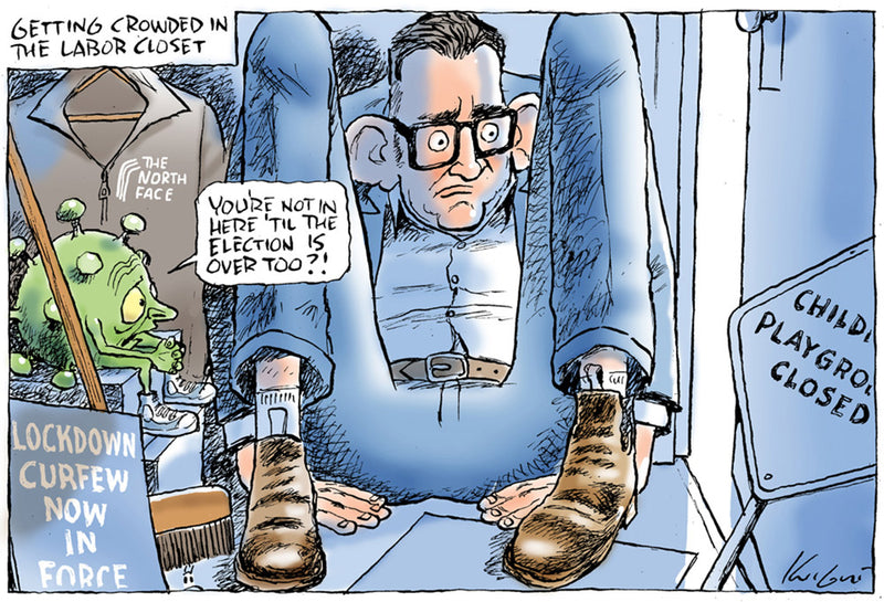 Dan Andrews goes into hiding | Australian Political Cartoon